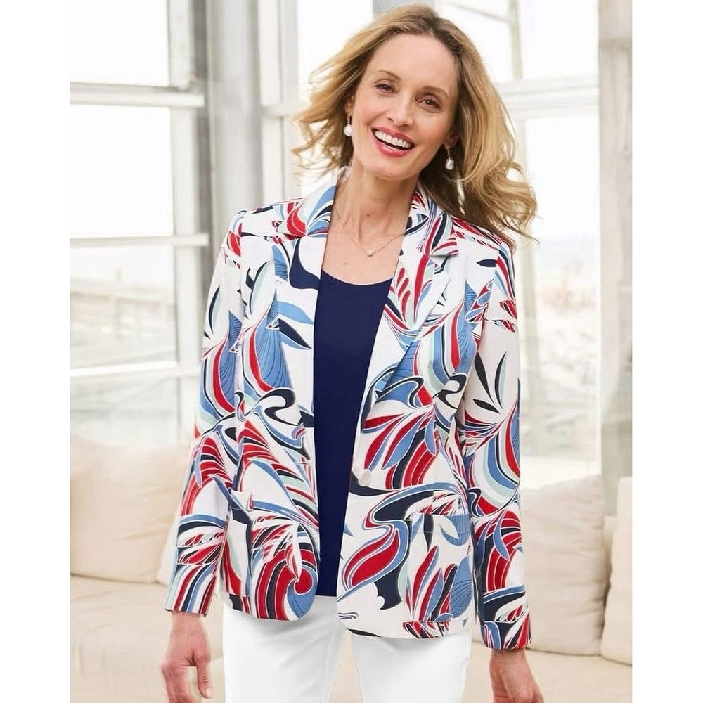 Drapers & Damon's Women's Sz M Vibrant‎ Colors Abstract Graphic Pop Art Blazer